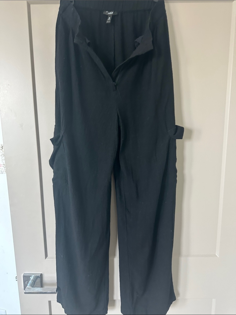 AQUA Black Wide-Leg Women's Jumpsuit Pants